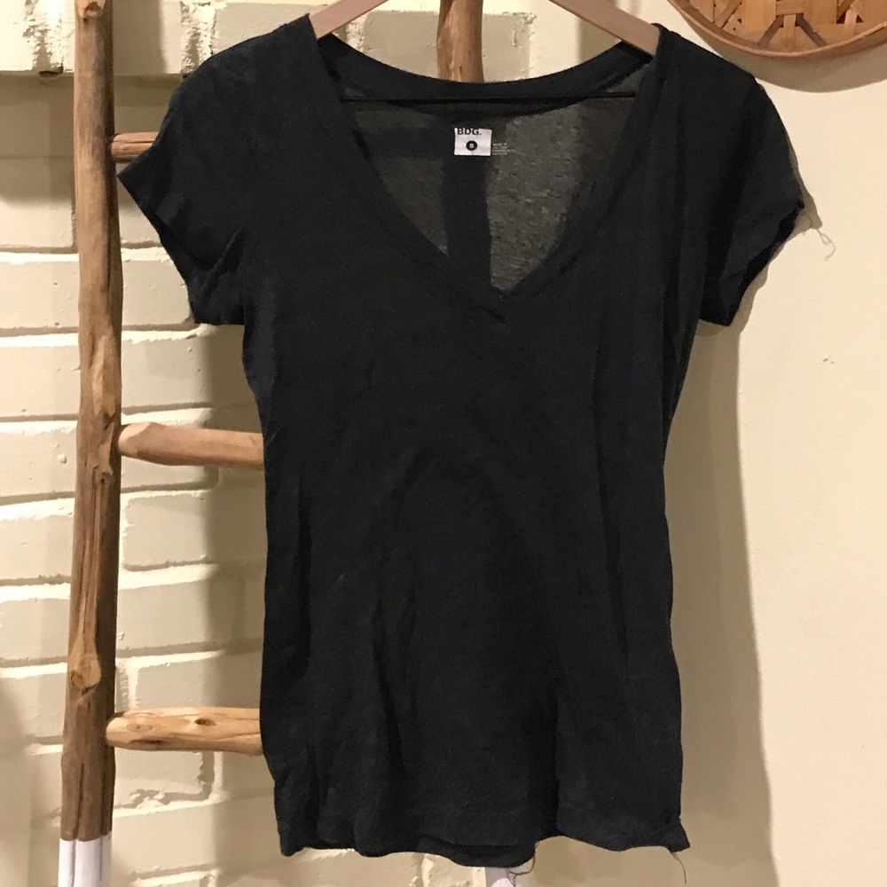 Charcoal black V-Neck Top